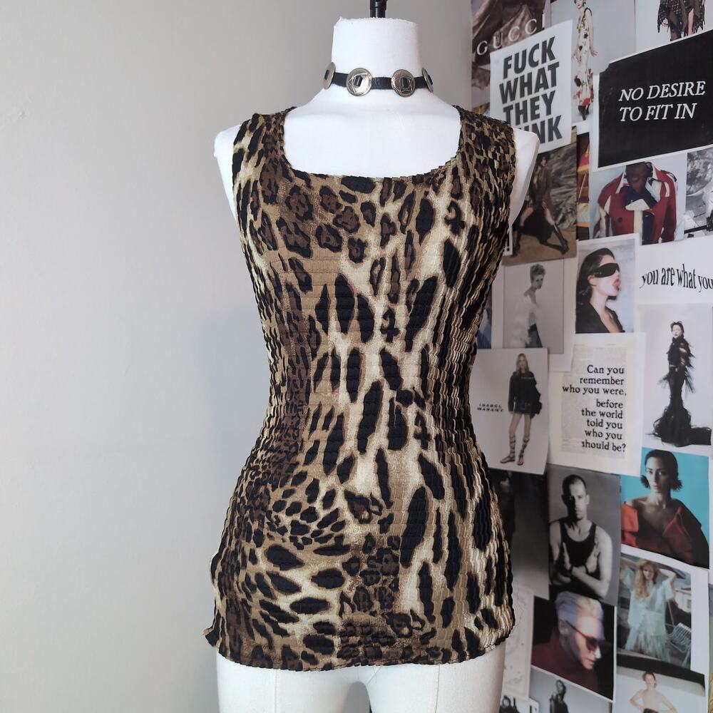 Leopard Print Smocked Y2k Tank Top